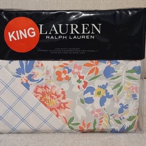 Lauren Ralph Lauren Macey Blue 3-Pc. Cotton King Duvet Cover Set